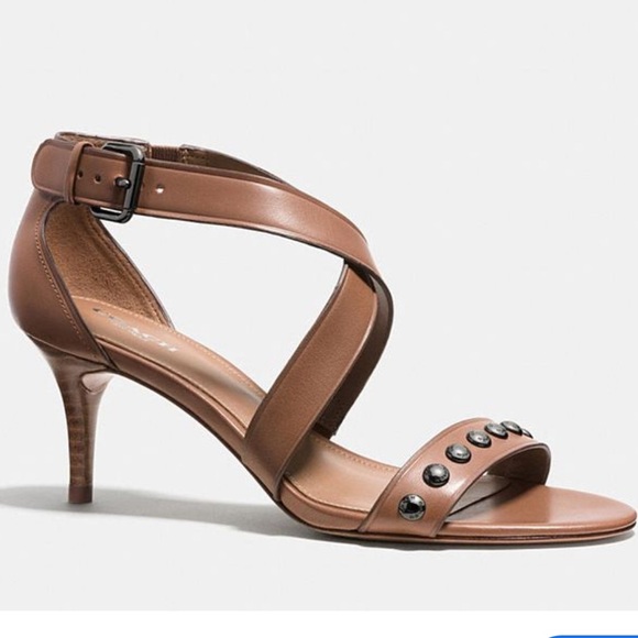 RARE Coach Madison Studded Heel. Cognac Brown with Carbon Black Studs. Size 7B - Picture 1 of 13